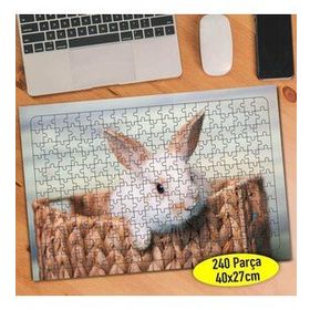 94037004 Hasır Sepet İçinde Yavru Tavşan 240 Parça Puzzle Yapboz