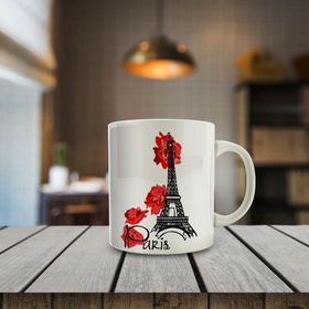 9481 Çiçeklerle Paris Eyfel Kulesi Baskılı Hediyelik Kupa Bardak