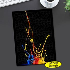 95 Siyah Zeminde Renkli Boya Sıçramaları 240 Parça Puzzle Yapboz