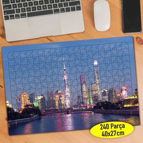 95064091 Işıklı Şehir Plazaları 240 Parça Puzzle Yapboz