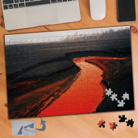 956 Kırmızı Dere Manzarası 240 Parça Puzzle Yapboz Tablo