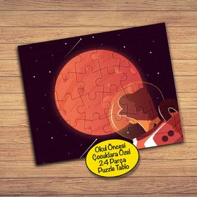 960346 Gezegen Ve Astronot 24 Parça Çocuklara Özel Yapboz Tablo