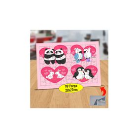 9736 Kalp İçinde Çift Hayvanlar 99 Parça Puzzle Yapboz Tablo