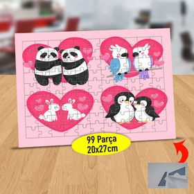 9736 Kalp İçinde Çift Hayvanlar 99 Parça Puzzle Yapboz Tablo