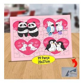 9736 Kalp İçinde Çift Hayvanlar 99 Parça Puzzle Yapboz Tablo