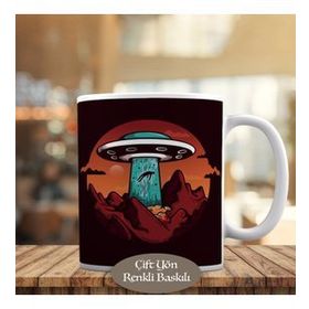 9758 Ufo Gemisine Işınlanan İnsan Baskılı Kupa Bardak