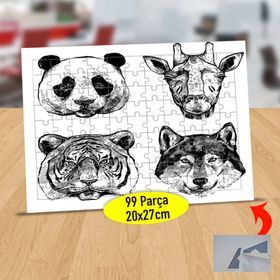 9766 Çizimsel Siyah Beyaz Hayvanlar 99 Parça Puzzle Yapboz Tablo