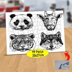 9766 Çizimsel Siyah Beyaz Hayvanlar 99 Parça Puzzle Yapboz Tablo