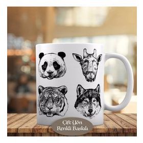 9766 Panda Portresi ve Sevimli Arkadaşları Kupa Bardak