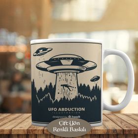 9766 Ufo Gemisine Işınlanan İnsan Baskılı Kupa Bardak