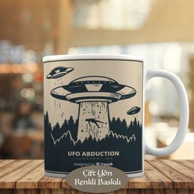 9766 Ufo Gemisine Işınlanan İnsan Baskılı Kupa Bardak