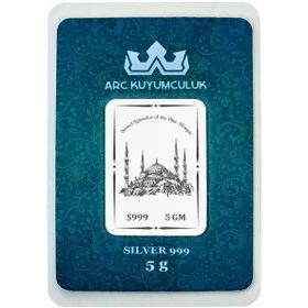 999 Ayar Gümüş İle Tasarlanmış Sultan Ahmet Camisi Temalı Hediyeye Özel 5 Gr Gümüş Külçe