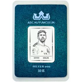 999 Ayar Gümüş İle Üretilmiş Tarihin En İyi Futbolcusu Lionel Messi Temalı Hediyeye Özel 10 Gr Gümüş Külçe