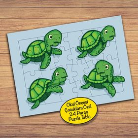99PZ Küçük Sevimli Kaplumbağa Çocuklara Özel Puzzle Yapboz Tablo