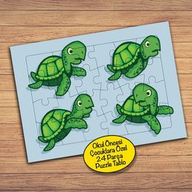 99PZ Küçük Sevimli Kaplumbağa Çocuklara Özel Puzzle Yapboz Tablo