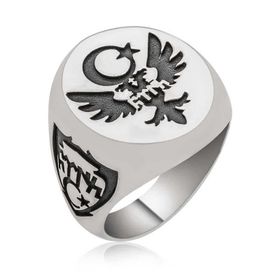 A.C Silver Çift Başlı Kartal Ay Yıldız Gümüş Erkek Yüzük