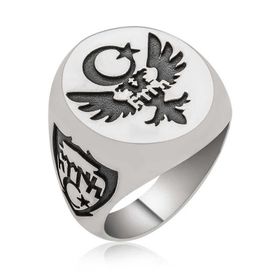 A.C Silver Çift Başlı Kartal Ay Yıldız Gümüş Erkek Yüzük