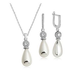 A.C Silvers İnci Damla Kadın Gümüş Set