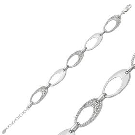 A.C Silvers Taşlı Oval Gümüş Kadın Bileklik