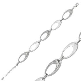 A.C Silvers Taşlı Oval Gümüş Kadın Bileklik