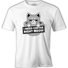 A Cat In A Coffee Cup Beyaz Erkek Tshirt