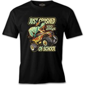 A Dinosaur Riding Monster Truck Back To School Siyah Erkek Tshirt