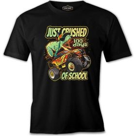 A Dinosaur Riding Monster Truck Back To School Siyah Erkek Tshirt