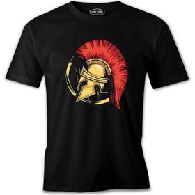 A Spartan Warrior Helmet On A Circular Background Siyah Erkek Tshirt