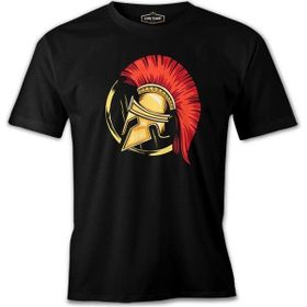 A Spartan Warrior Helmet On A Circular Background Siyah Erkek Tshirt