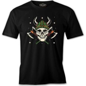 A Viking Skull With A Hammer And Axes Siyah Erkek Tshirt