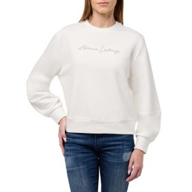 A | X ARMANI EXCHANGE Rhinestone Crewneck Script Logo Dergi Kadın Kazak
