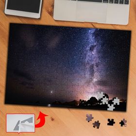 A003 Gece Gökyüzü Mor Işık Kamp 240 Parça Puzzle Yapboz Tablo