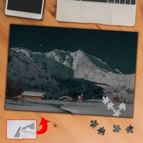 A01 Karlı Dağlar Ahşap Evler 240 Parça Puzzle Yapboz Tablo
