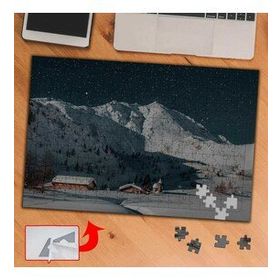 A01 Karlı Dağlar Ahşap Evler 240 Parça Puzzle Yapboz Tablo