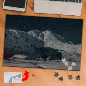A01 Karlı Dağlar Ahşap Evler 240 Parça Puzzle Yapboz Tablo