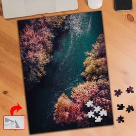 A0124 Pembe Ağaçlar Nehir Manzara 240 Parça Puzzle Yapboz Tablo