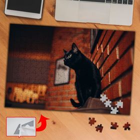 A01544 Evde Kara Kedi Hayvan 240 Parça Puzzle Yapboz Tablo