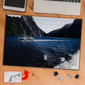 A0231 Tekne Deniz Dağ Manzara 240 Parça Puzzle Yapboz Tablo
