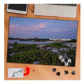 A054 Pembe Bulutlar Deniz Manzara 240 Parça Puzzle Yapboz Tablo