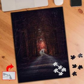 A060 Ağaçlı Yol Kırmızı Yaprak Bitki 240 Parça Puzzle Yapboz Tablo