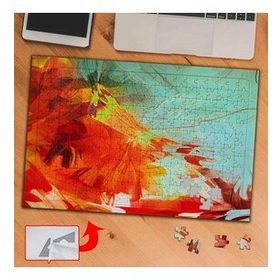 A063 Kırmızı Yaprak Desen Boyalar 240 Parça Puzzle Yapboz Tablo