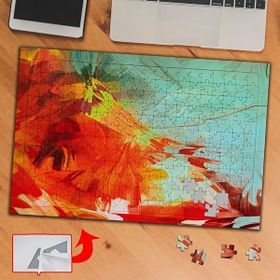 A063 Kırmızı Yaprak Desen Boyalar 240 Parça Puzzle Yapboz Tablo