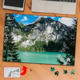 A1101 Yeşil Göl Dağ Ağaçlar 240 Parça Puzzle Yapboz Tablo