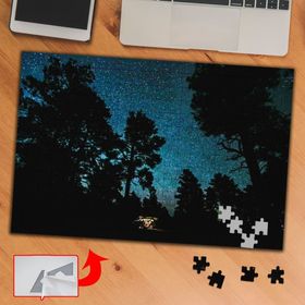 A1638 Galaktik Gökyüzü Ağaç Silüeti 240 Parça Puzzle Yapboz Tablo