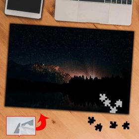 A1718 Dağ Ardındaki Işık Yıldızlar 240 Parça Puzzle Yapboz Tablo