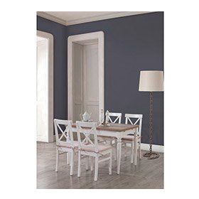A2 Decor Galata Beyaz Çizilmez Büyük Masa Takımı