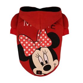 A40 Pet Disney Minnie Mouse Kırmızı Renk Kapüşonlu İÇi Şardonlu Kedi ve Köpek Sweatshirt