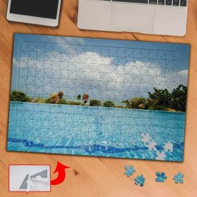 A534 Havuz Gökyüzü Ağaçlar 240 Parça Puzzle Yapboz Tablo