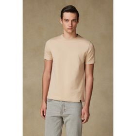 Abbate Easy Penye Pamuklu Comfort Fit Bej Bisiklet Yaka Erkek Düz T-Shirt