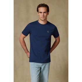 Abbate Edge Kalın Penye Pamuklu Comfort Fit Lacivert Bisiklet Yaka Erkek Düz T-Shirt